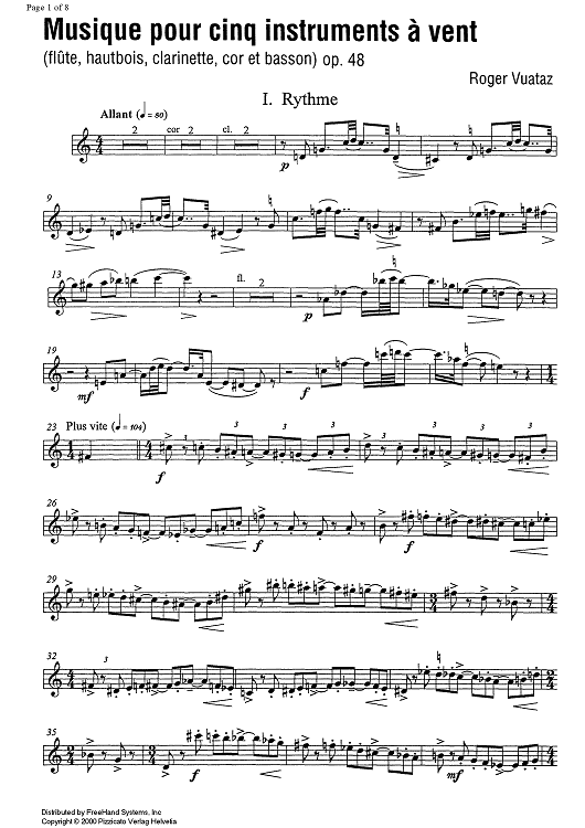 Musique pour cinq instrument à vent Op.48 - Oboe/English Horn