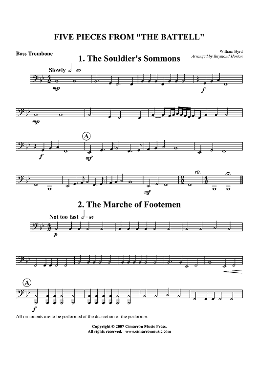 Five Pieces From "The Battell" - Bass Trombone