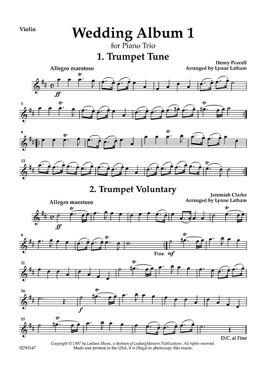 Wedding Album 1 for Piano Trio - Violin