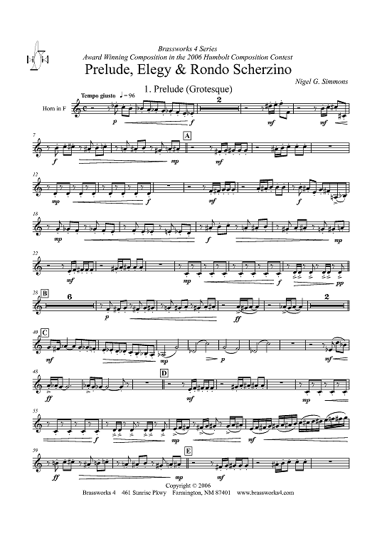 Prelude, Elegy & Rondo Scherzino - Horn in F