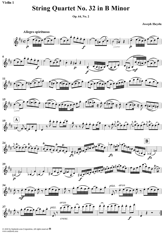 String Quartet in B Minor, Op. 64, No. 2 - Violin 1