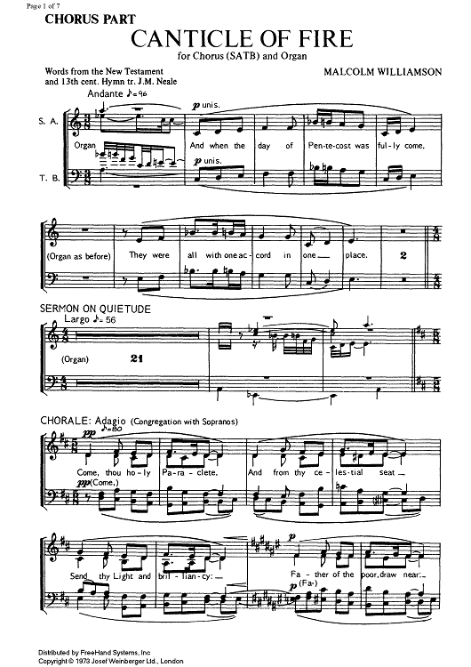 Canticle of Fire - Score