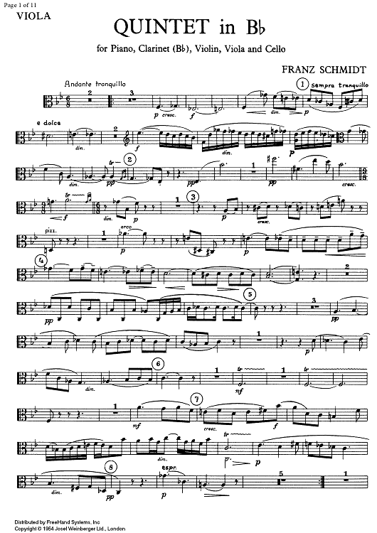 Quintet No. 1 Bb Major - Viola