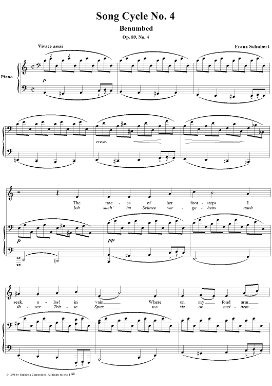 Winterreise (Song Cycle), Op.89, No. 04 - Benumbed, D911