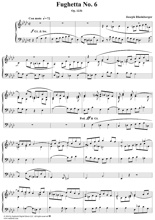 Fughetta No. 6 from "Twelve Fughettas", Op. 123b