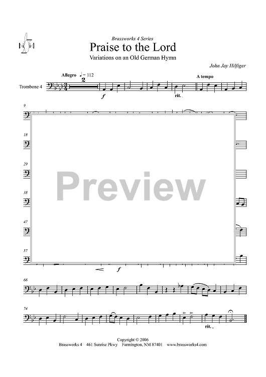 Praise to the Lord - Trombone 4