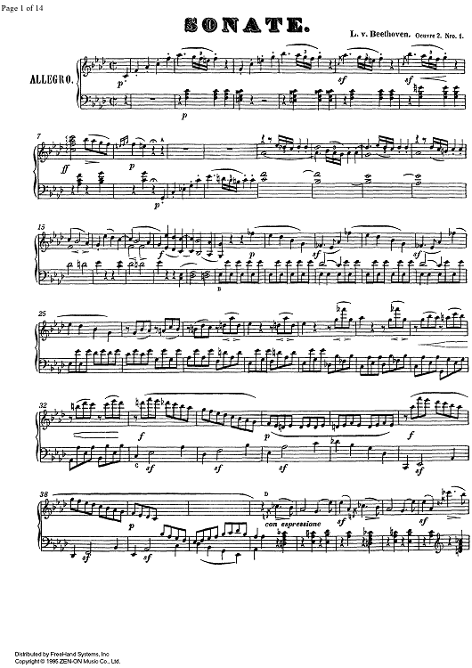 Sonata No. 1 f minor Op. 2 No. 1 - Piano