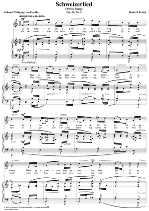 Six Lieder, op. 33, no. 5: Swiss Song  (Schweizerlied)
