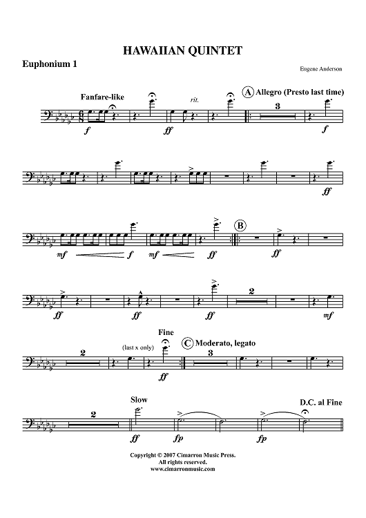 Hawaiian Quintet - Euphonium 1 BC/TC