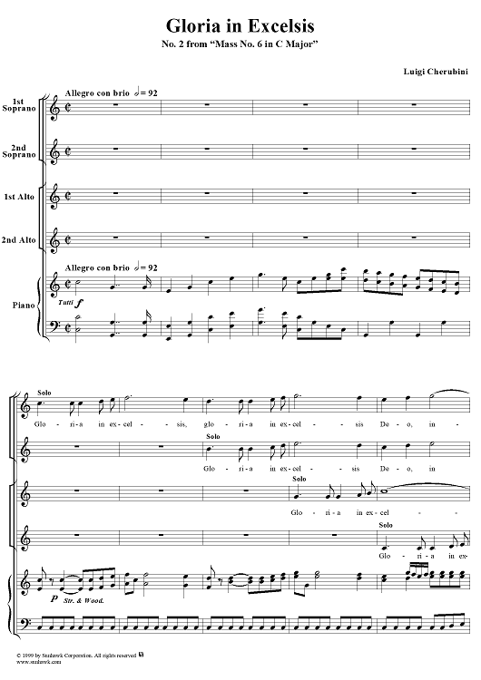 Gloria in Excelsis - No. 2 from "Mass No. 6 in C major"