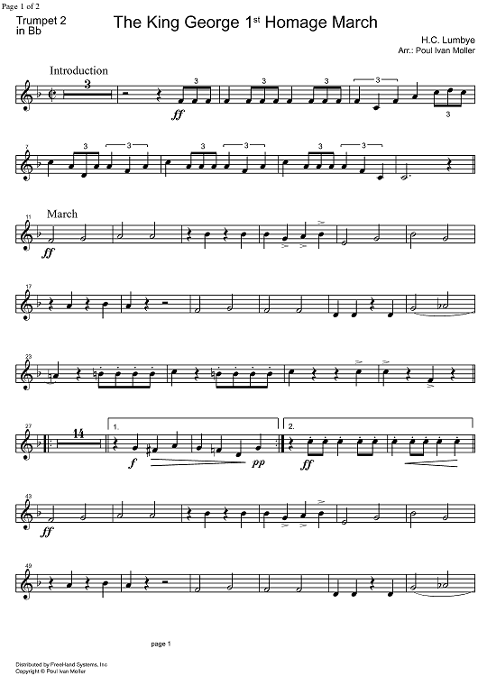 King George 1st Homage March - B-flat Trumpet 2