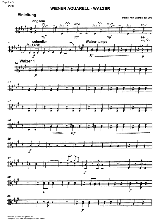 Wiener Aquarell Walzer Op.208 - Viola