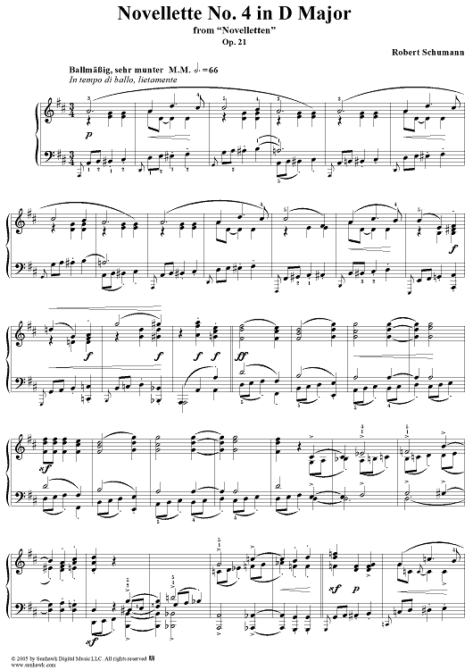 Novellette No. 4 in D Major, from "Novelletten", Op. 21