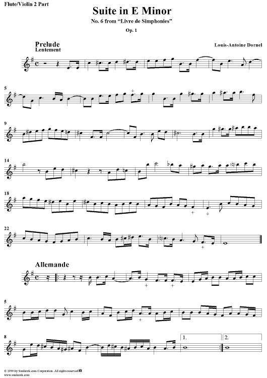 Suite in E Minor Op. 1, No. 6 - Flute 2/Violin 2