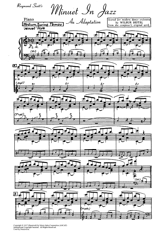 Minuet In Jazz - Piano Score