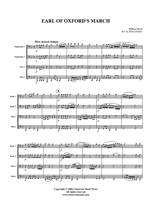 Earl of Oxford's March - Score