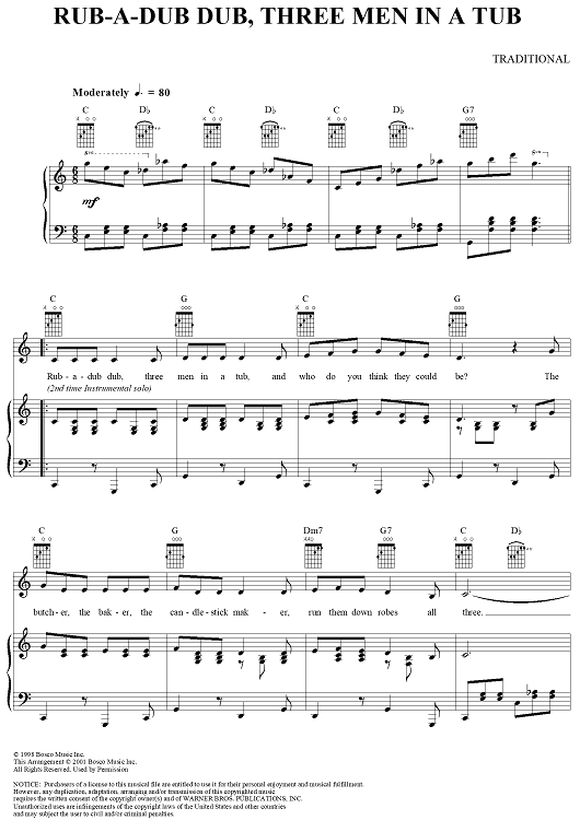 Rub-A-Dub Dub, Three Men in a Tub