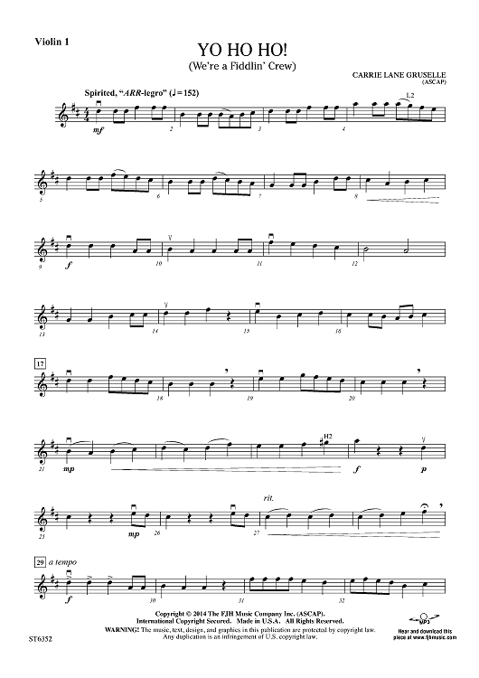 Yo Ho Ho! (We're a Fiddlin' Crew) - Violin 1