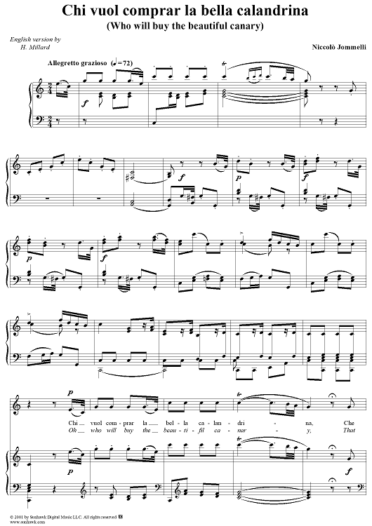 Chi vuol comprar la bella calandrina  (Who Will Buy the Beautiful Canary)