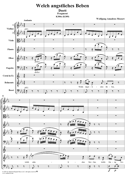 Duet: Welch angstliches Beben (Fragment), K384a (K389)