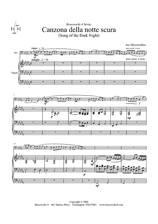 Canzona della notte scura - Organ Score