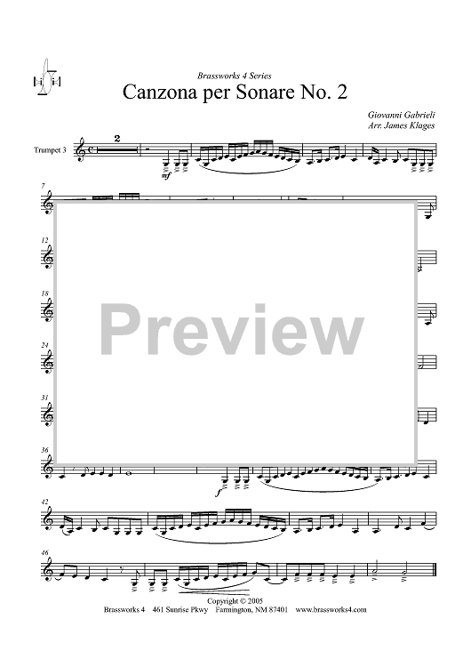 Canzona per Sonare No. 2 - Trumpet 3