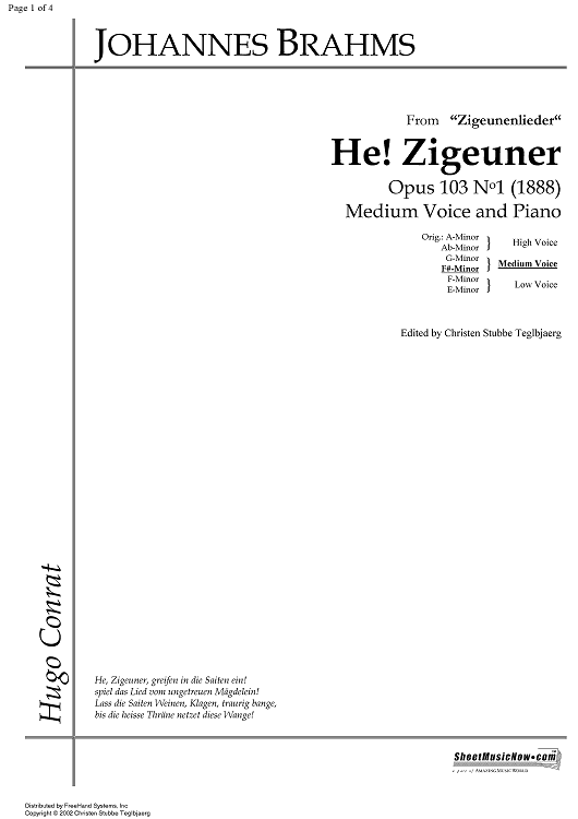 He! Zigeuner Op.103 No. 1