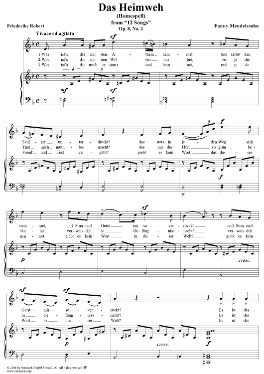 Twelve Songs, Op. 8, No. 2: "The Homespell" (Das Heimweh)