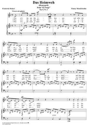 Twelve Songs, Op. 8, No. 2: "The Homespell" (Das Heimweh)