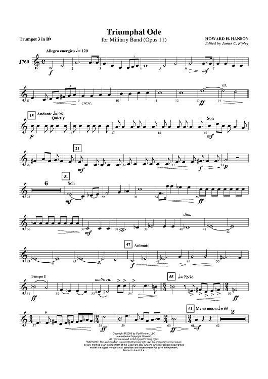 Triumphal Ode - Trumpet 3 in B-flat