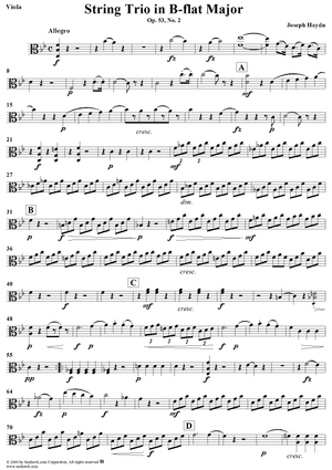 String Trio in B-flat Major, Op. 53, No. 2 - Viola