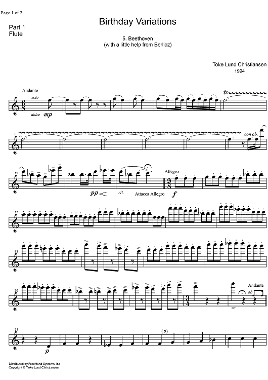 Birthday Variations Beethoven - Flute