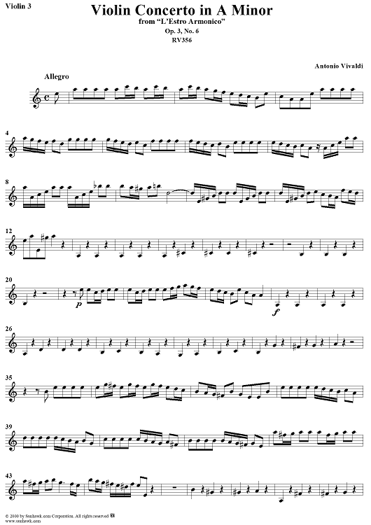 Violin Concerto in A Minor - Violin 3