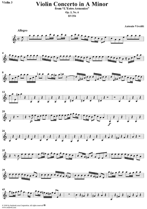 Violin Concerto in A Minor - Violin 3
