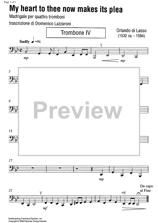 My heart to thee now makes its plea - Trombone 3