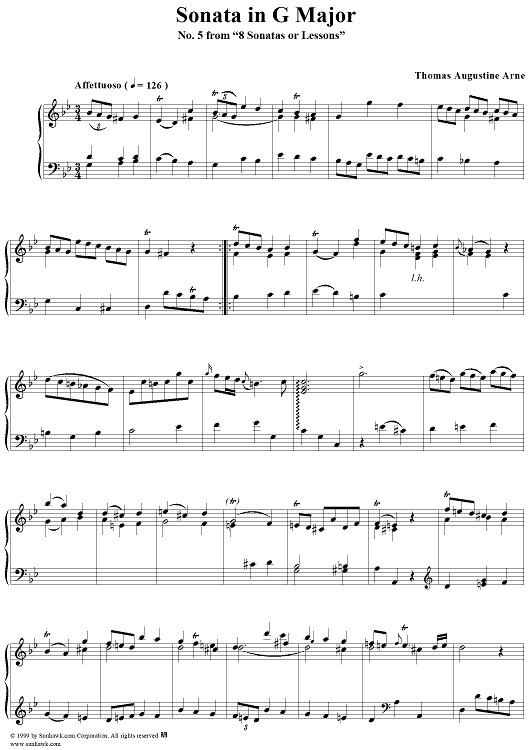 8 Sonatas or Lessons, No. 6 - Sonata in G major