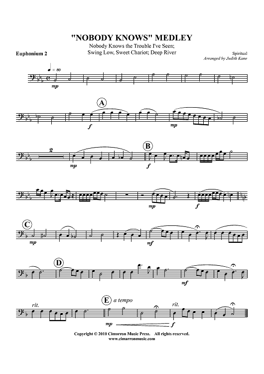 “Nobody Knows” Medley - Euphonium 2