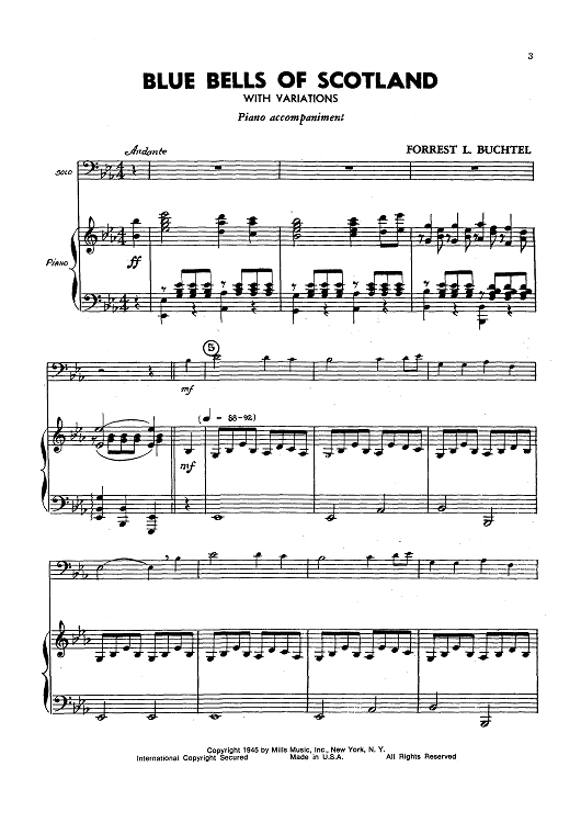 Blue Bells of Scotland with Variations - Piano Accompaniment