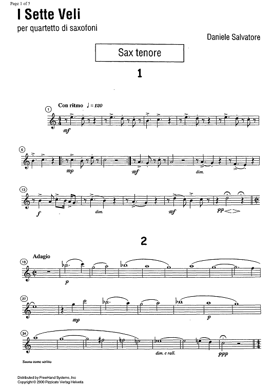 I Sette Veli - B-flat Tenor Saxophone