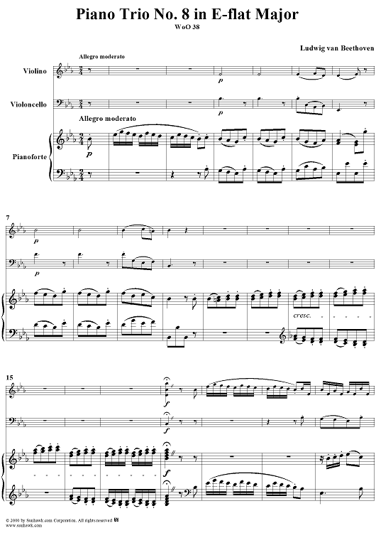 Piano Trio No. 8 in E-flat Major, WoO 38 - Piano Score
