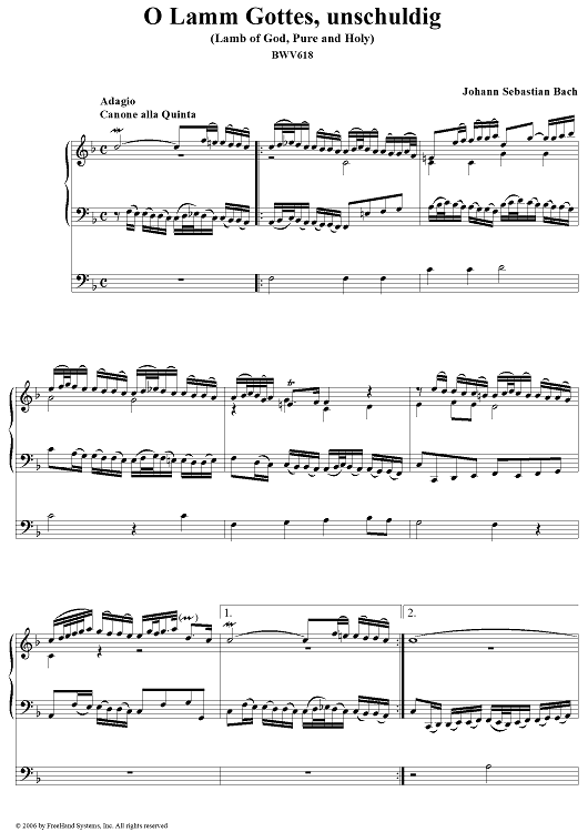 O Lamm Gottes, unschuldig (Lamb of God, Pure and Holy), No. 20 (from "Das Orgelbüchlein"), BWV618