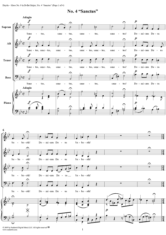 Mass No. 9 (Sancti Bernardi) in B-flat Major, "Heiligmesse": No. 4. Sanctus