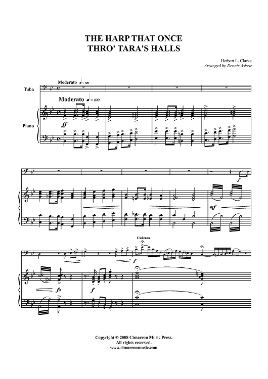 The Harp That Once Thro' Tarra's Halls - Piano Score