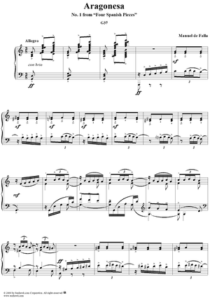Aragonesa No. 1 from "Four Spanish Pieces", G37
