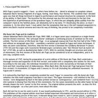 Fugue a Quattro Sogetti BWV 1080/19 - Preface