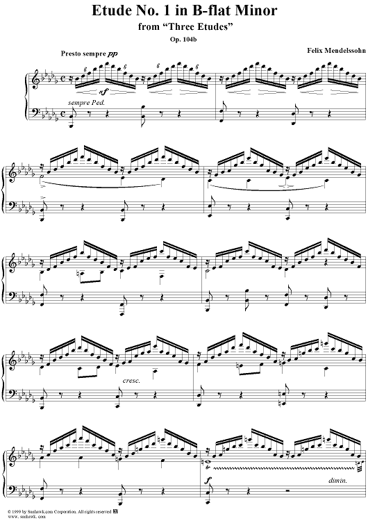 Three Etudes, Op. 104b, No. 1: Etude in B-flat Minor