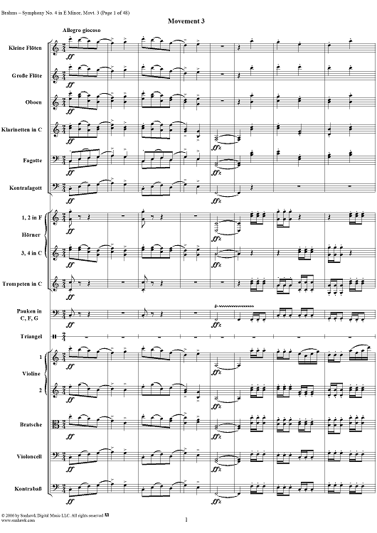 Symphony No. 4 in E Minor, Op. 98, Movement 3 - Full Score
