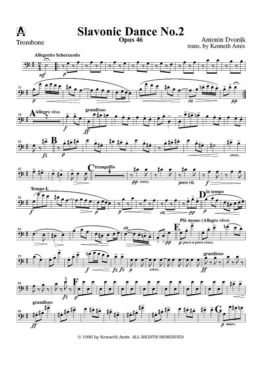 Slavonic Dance No. 2, Op. 46 - Trombone