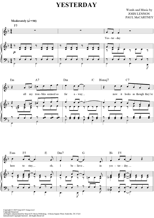 YESTERDAY THE BEATLES SONG 　ヤマハ自動ピアノ YESTERDAY THE BEATLES SONG ヤマハ自動ピアノ YESTERDAY THE BEATLES