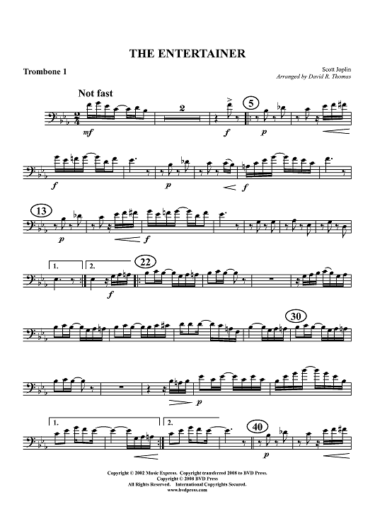 The Entertainer - Trombone 1